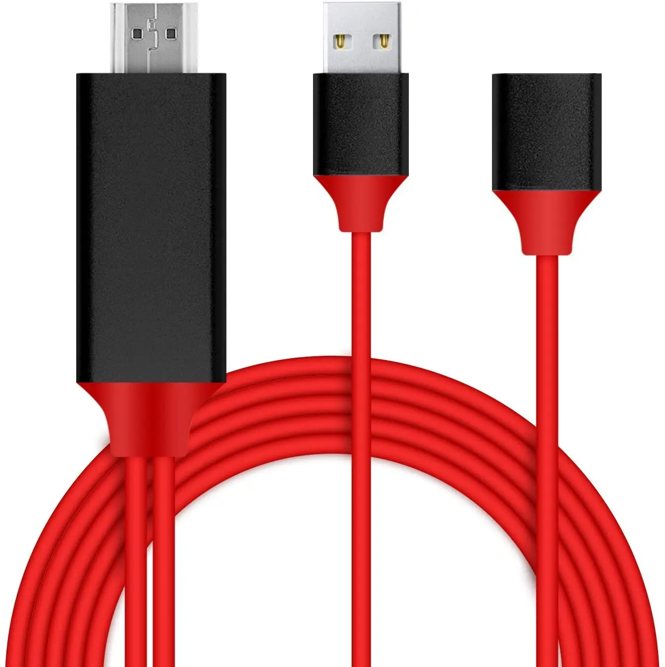 FARSINCE Universal smart phone to HDTV HDMI screen mirroring cable with power supply for connector iPhone & android phone to tv, Red
FARSINCE Universal smart phone to HDTV HDMI screen mirroring cable with power supply for connector iPhone & android phone to tv, Red