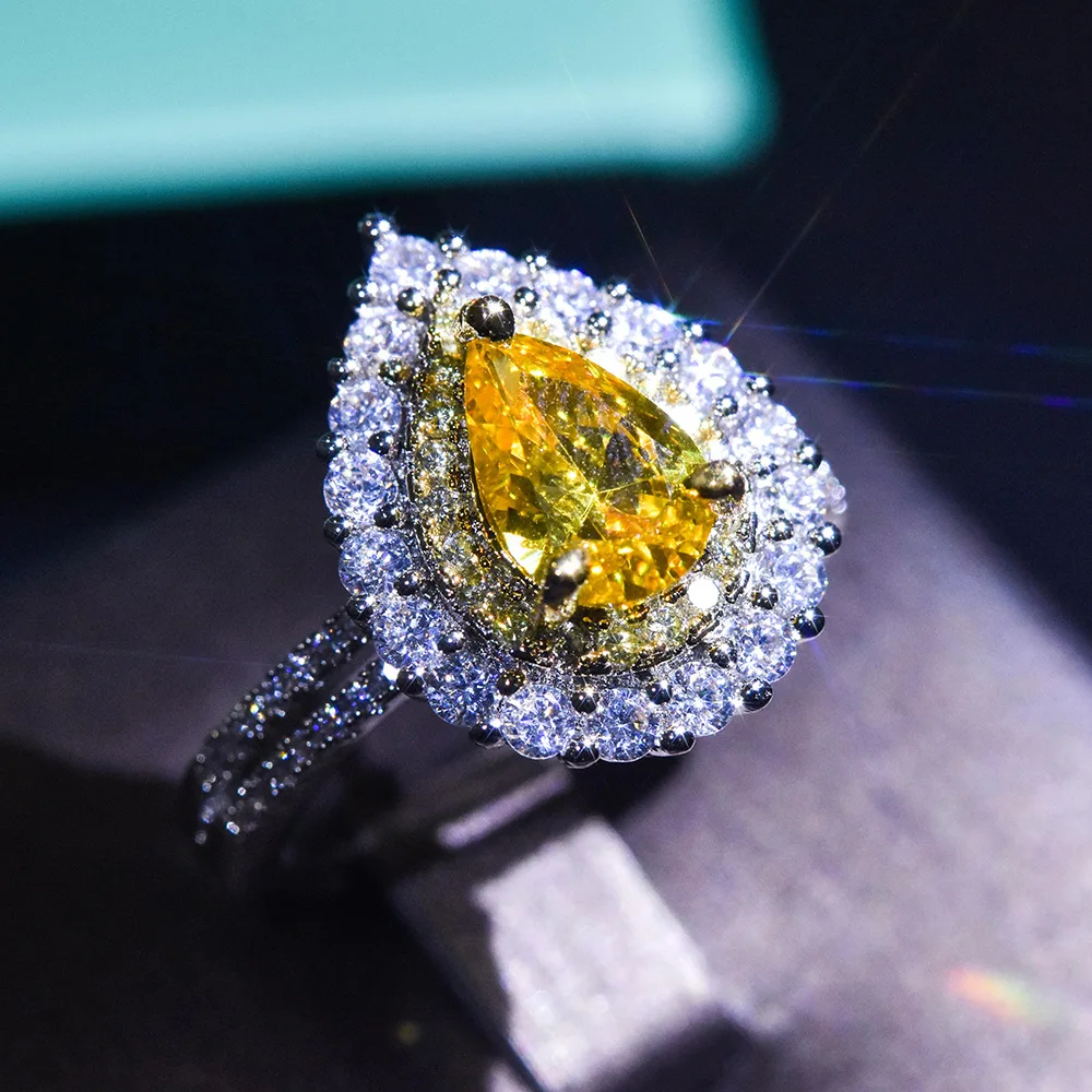 Luxury White Gold Diamond Ring Engagement Rings Women Square Yellow/Green Diamond Gemstone Wedding Ring (KR097), As the picture
Luxury White Gold Diamond Ring Engagement Rings Women Square Yellow/Green Diamond Gemstone Wedding Ring (KR097), As the picture