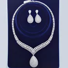 2020 fashion jewellery cubic zirconia luxury diamond jewelry sets, silver color jewellery sets