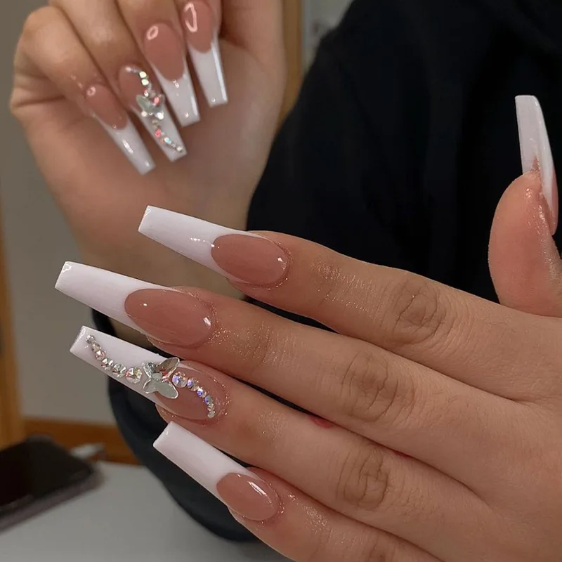24 Piece Wearable Manicure Fake Nails French Rhinestone Butterfly Nail Piece False Nail With Glue
24 Piece Wearable Manicure Fake Nails French Rhinestone Butterfly Nail Piece False Nail With Glue