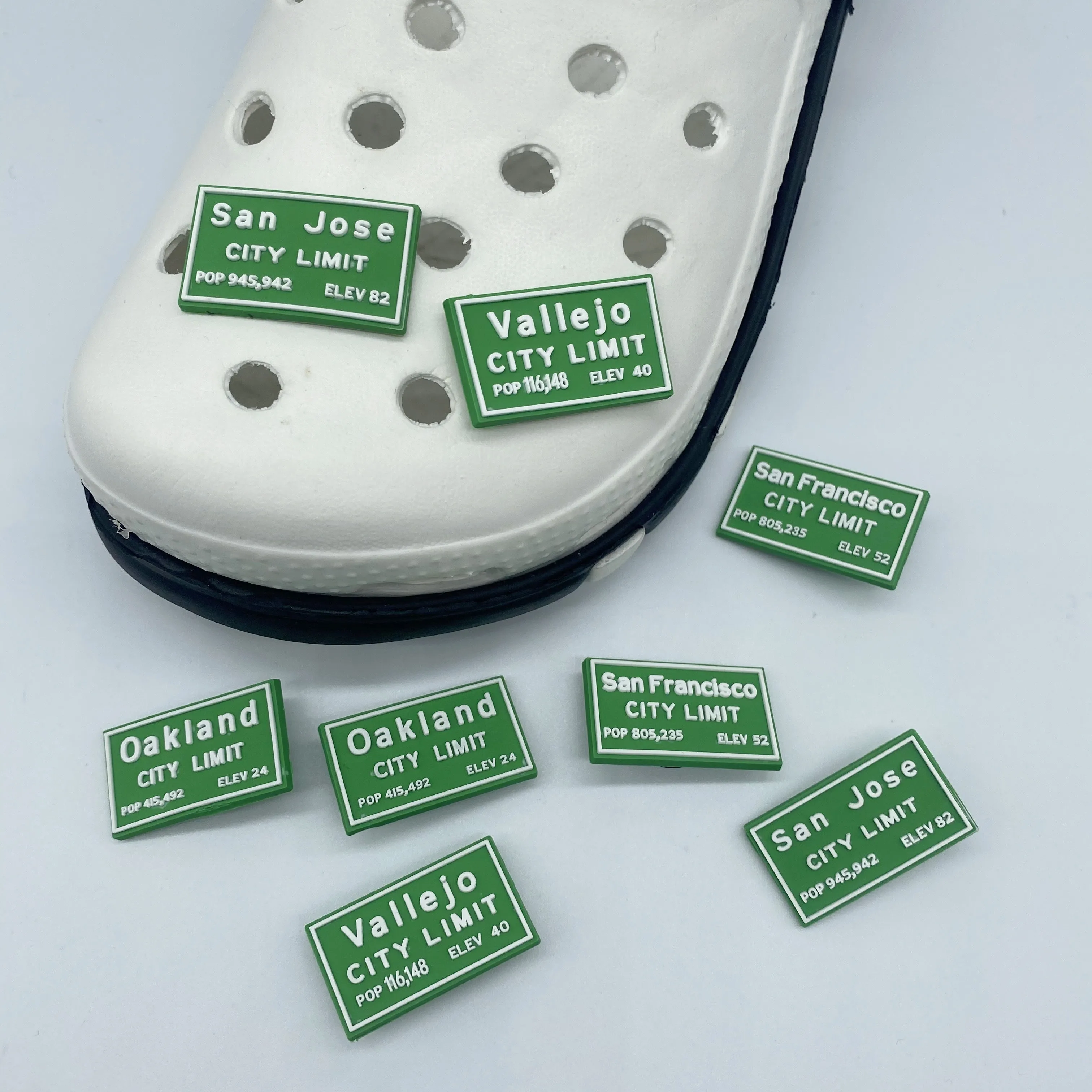 US city limit SAN JOSE Wholesale Custom pvc Croc shoe Charms vendor Shoe Decoration charms for croc shoe, As picture
US city limit SAN JOSE Wholesale Custom pvc Croc shoe Charms vendor Shoe Decoration charms for croc shoe, As picture