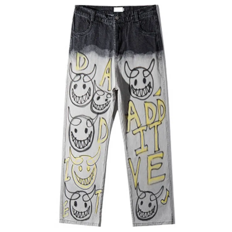 Men's Euramerica Style Fashion Spring Autumn denim Loose Stretch straight Hip Hop Smile Pattern Long Jeans, Customized color
Men's Euramerica Style Fashion Spring Autumn denim Loose Stretch straight Hip Hop Smile Pattern Long Jeans, Customized color