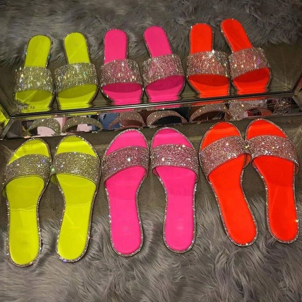 Wholesale Soft Slides Female Sandals Bling Glitter Ladies Trendy Womens Summer Ladies Diamond Rhinestone Slippers, Snake or solid
Wholesale Soft Slides Female Sandals Bling Glitter Ladies Trendy Womens Summer Ladies Diamond Rhinestone Slippers, Snake or solid