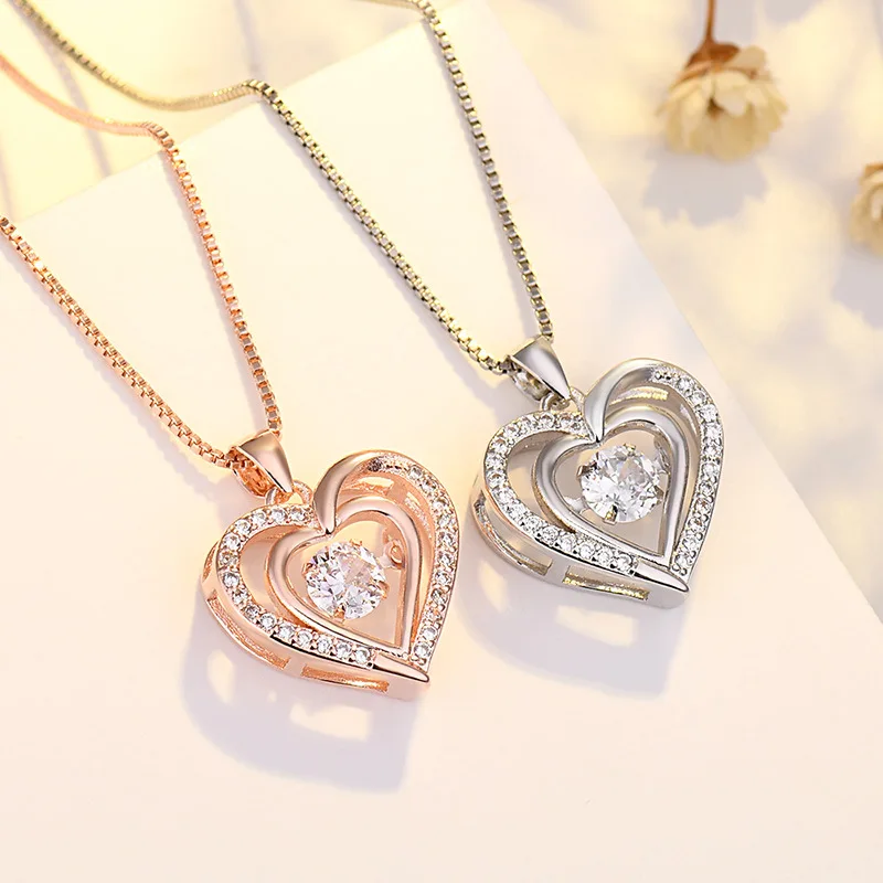 Wedding Necklace Gift For Women 925 Sterling Silver Cubic Zirconia Dancing Diamond Stone White Heart Pendant Necklace, Rose gold,platinum
Wedding Necklace Gift For Women 925 Sterling Silver Cubic Zirconia Dancing Diamond Stone White Heart Pendant Necklace, Rose gold,platinum