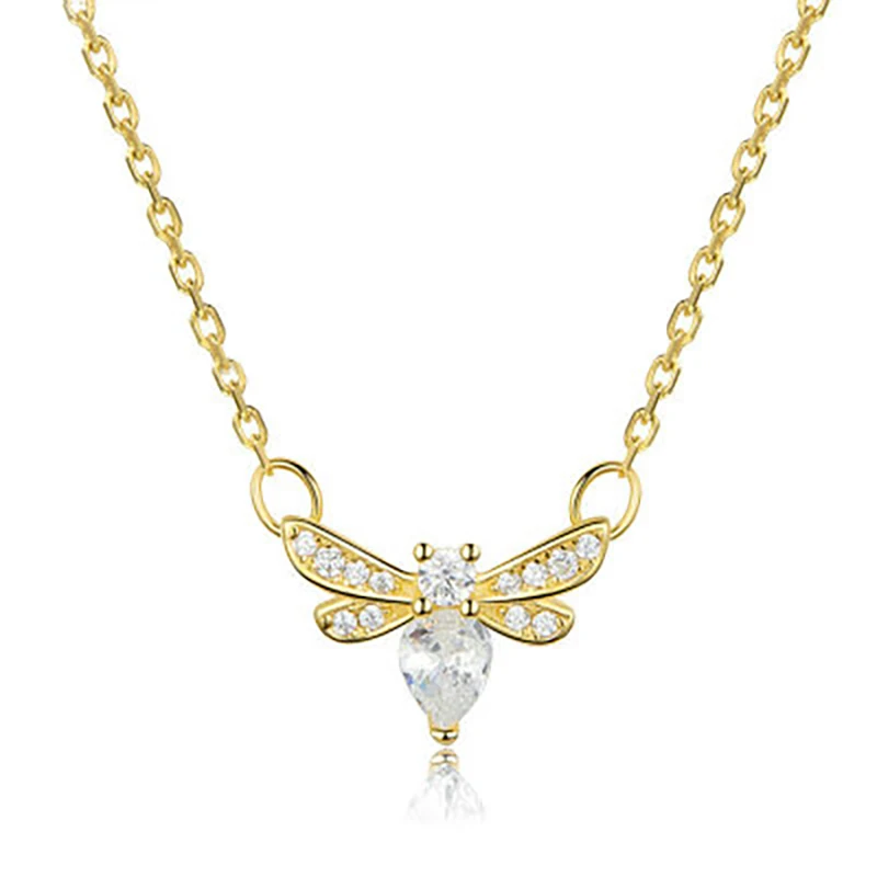 DY Wholesale S925 Sterling Silver Plated Gold bee Zircon Pendant European and American personalized creative female Necklace
DY Wholesale S925 Sterling Silver Plated Gold bee Zircon Pendant European and American personalized creative female Necklace