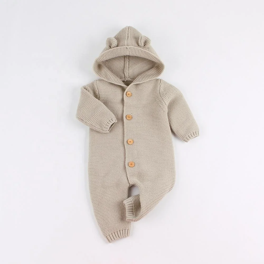 B60154A European and American one-piece warm knit clothes children's hooded romper, Grey white pink 
B60154A European and American one-piece warm knit clothes children's hooded romper, Grey white pink
