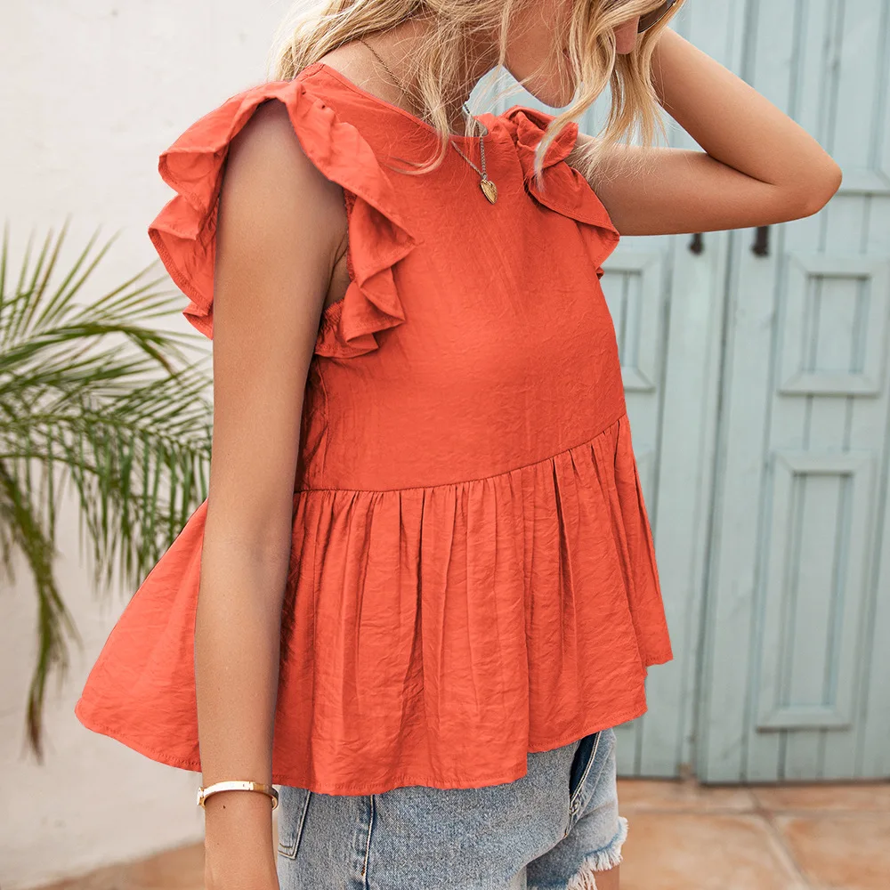Summer Ladies Tops Sweet Backless Ruffle Sleeve Shirts For Women Blouses Lady Lace Elegant O Neck Women's Blouses & Shirts, Black/white/blue/orange
Summer Ladies Tops Sweet Backless Ruffle Sleeve Shirts For Women Blouses Lady Lace Elegant O Neck Women's Blouses & Shirts, Black/white/blue/orange