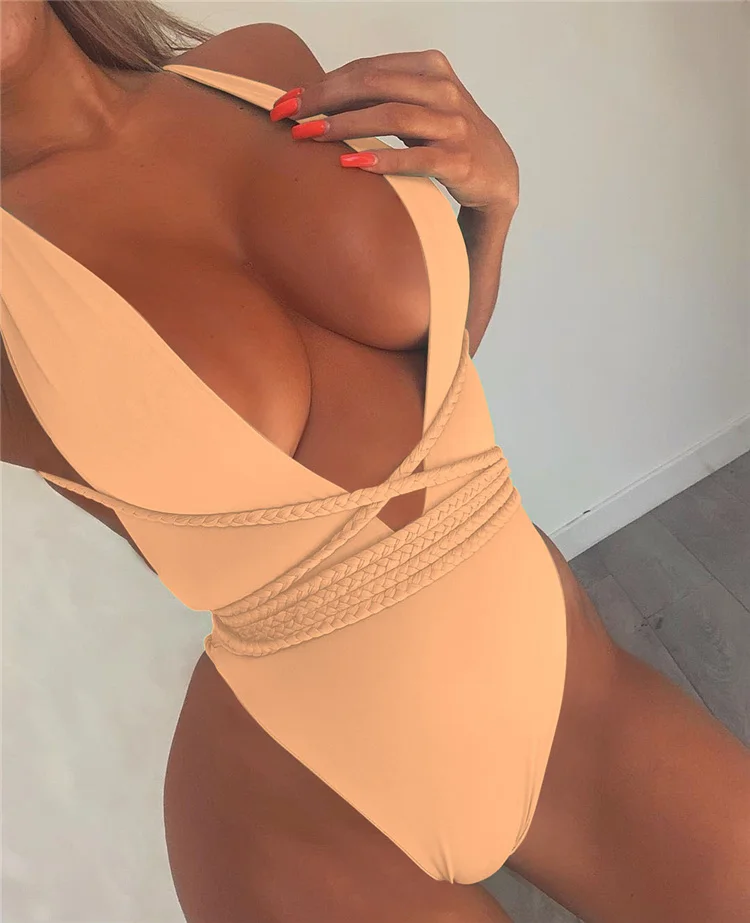 Beachwear high quality swimsuit Custom Sexy backless Ladies Bikini Solid Color One Piece Swimsuit High Waist Swimwear
Beachwear high quality swimsuit Custom Sexy backless Ladies Bikini Solid Color One Piece Swimsuit High Waist Swimwear