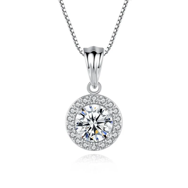Moissanite pendant s925 silver necklace female one carat simple round Mo box chain jewelry, Picture
Moissanite pendant s925 silver necklace female one carat simple round Mo box chain jewelry, Picture