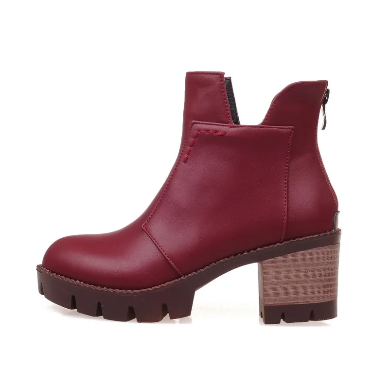 Winter Fashion Black Waterproof Platform High Heels Back Zipper Ladies Chunky Boots, Black/red/grey
Winter Fashion Black Waterproof Platform High Heels Back Zipper Ladies Chunky Boots, Black/red/grey