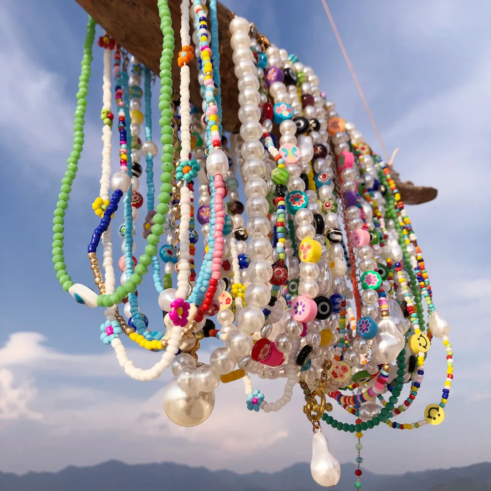 Bohemian summer female pearl stone crystal freshwater barque personality choker bead crystal beaded necklace
Bohemian summer female pearl stone crystal freshwater barque personality choker bead crystal beaded necklace