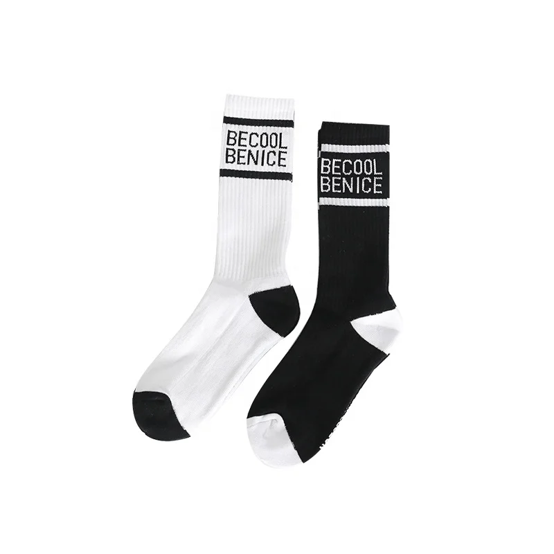 Autumn new double parallel stripes custom slogans cotton socks,comfortable outdoor white black sports crew socks
Autumn new double parallel stripes custom slogans cotton socks,comfortable outdoor white black sports crew socks