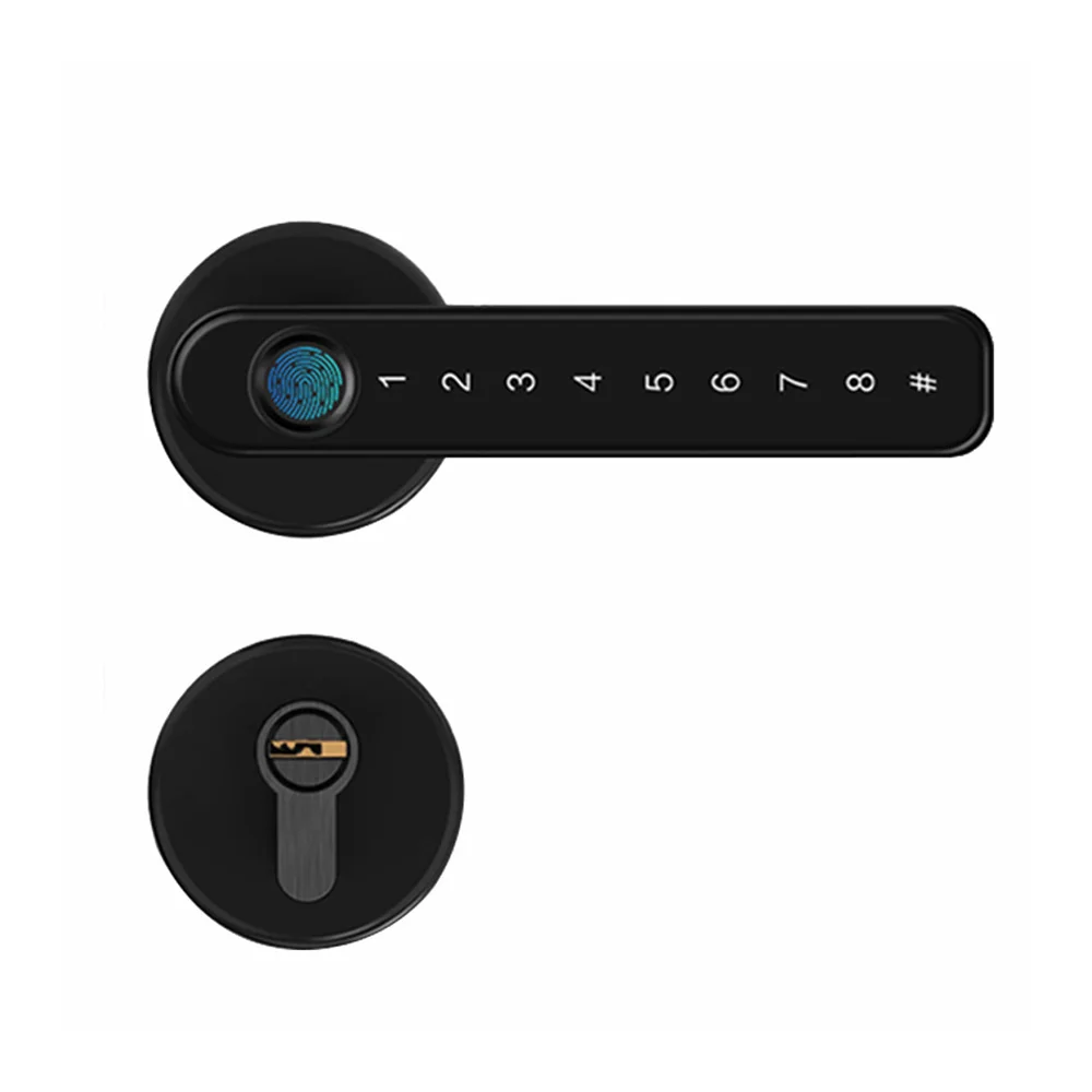 Double Latch Fingerprint Smart Key Electronics Security Bedroom Home Tuya Handle Wood Door Lock
Double Latch Fingerprint Smart Key Electronics Security Bedroom Home Tuya Handle Wood Door Lock