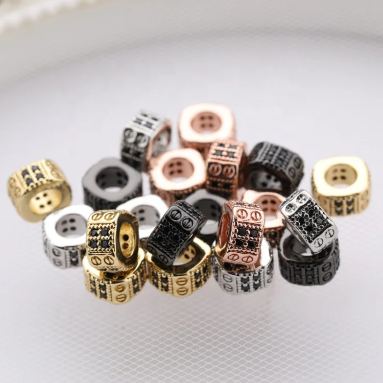 Custom Wholesale Fashion Accessory Gold Plated Large Hole Black Zircon DIY Separation Beads for Jewelry Bracelet Necklace Making
Custom Wholesale Fashion Accessory Gold Plated Large Hole Black Zircon DIY Separation Beads for Jewelry Bracelet Necklace Making