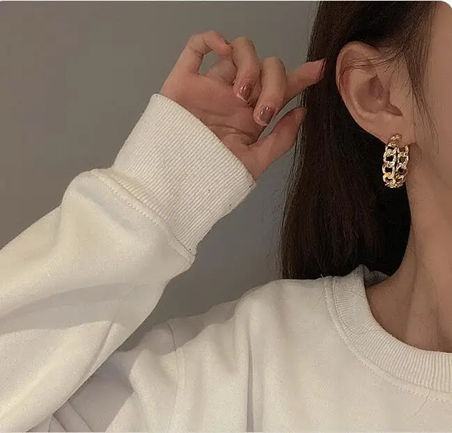 French Chain Hollow Lock Chain Earrings Fashion 18K Gold Plated Women Stainless Steel Drop Earrings
French Chain Hollow Lock Chain Earrings Fashion 18K Gold Plated Women Stainless Steel Drop Earrings