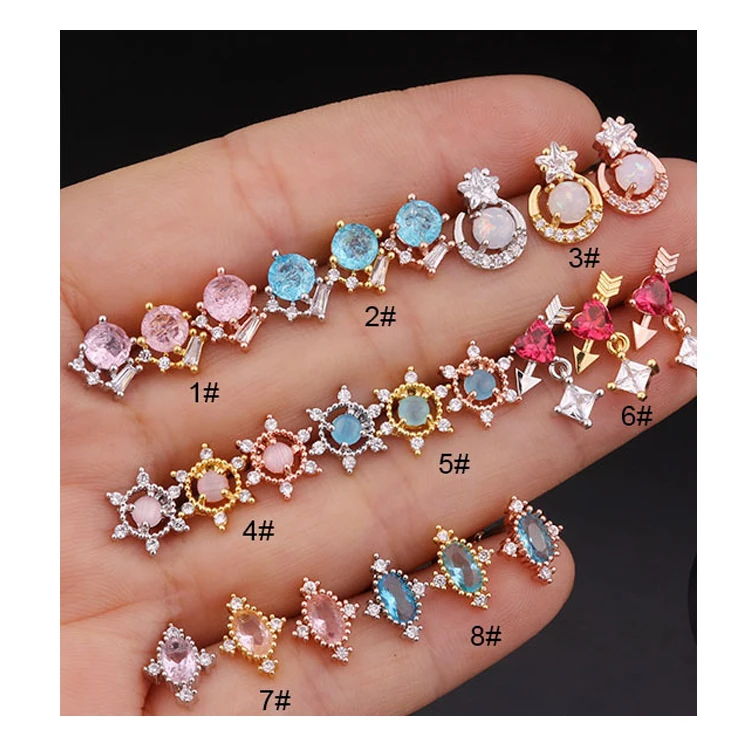 New Stainless Steel Colorful Shiny Round Zircon Ear Bone Studs Earrings Fashion Screw Earrings Piercing Jewelry Female
New Stainless Steel Colorful Shiny Round Zircon Ear Bone Studs Earrings Fashion Screw Earrings Piercing Jewelry Female