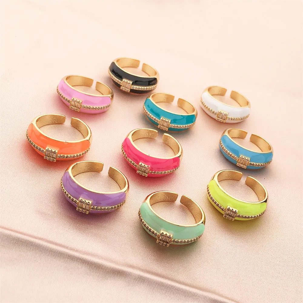 Latest Colorful CZ Zirconia Enamel Ring 18k Gold Plated Geometric Micro Zircon Oil Drop Ring For Girl Gifts
Latest Colorful CZ Zirconia Enamel Ring 18k Gold Plated Geometric Micro Zircon Oil Drop Ring For Girl Gifts
