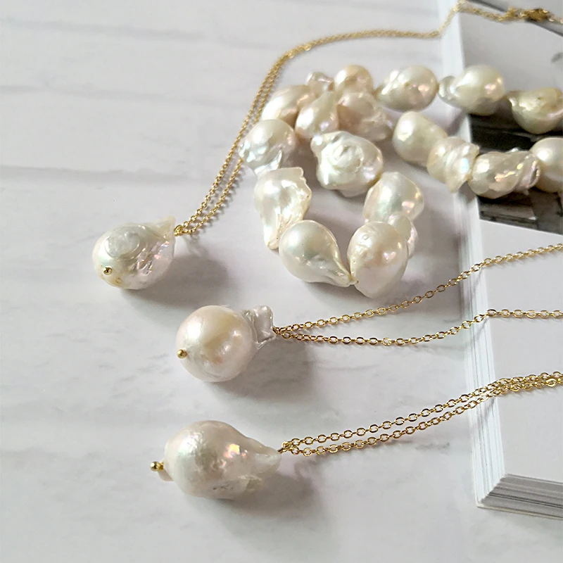Large Baroque Pearl Necklaces for Women Genuine Freshwater Pearl Pendant Necklaces Single Pearl Gold Chain Necklace
Large Baroque Pearl Necklaces for Women Genuine Freshwater Pearl Pendant Necklaces Single Pearl Gold Chain Necklace
