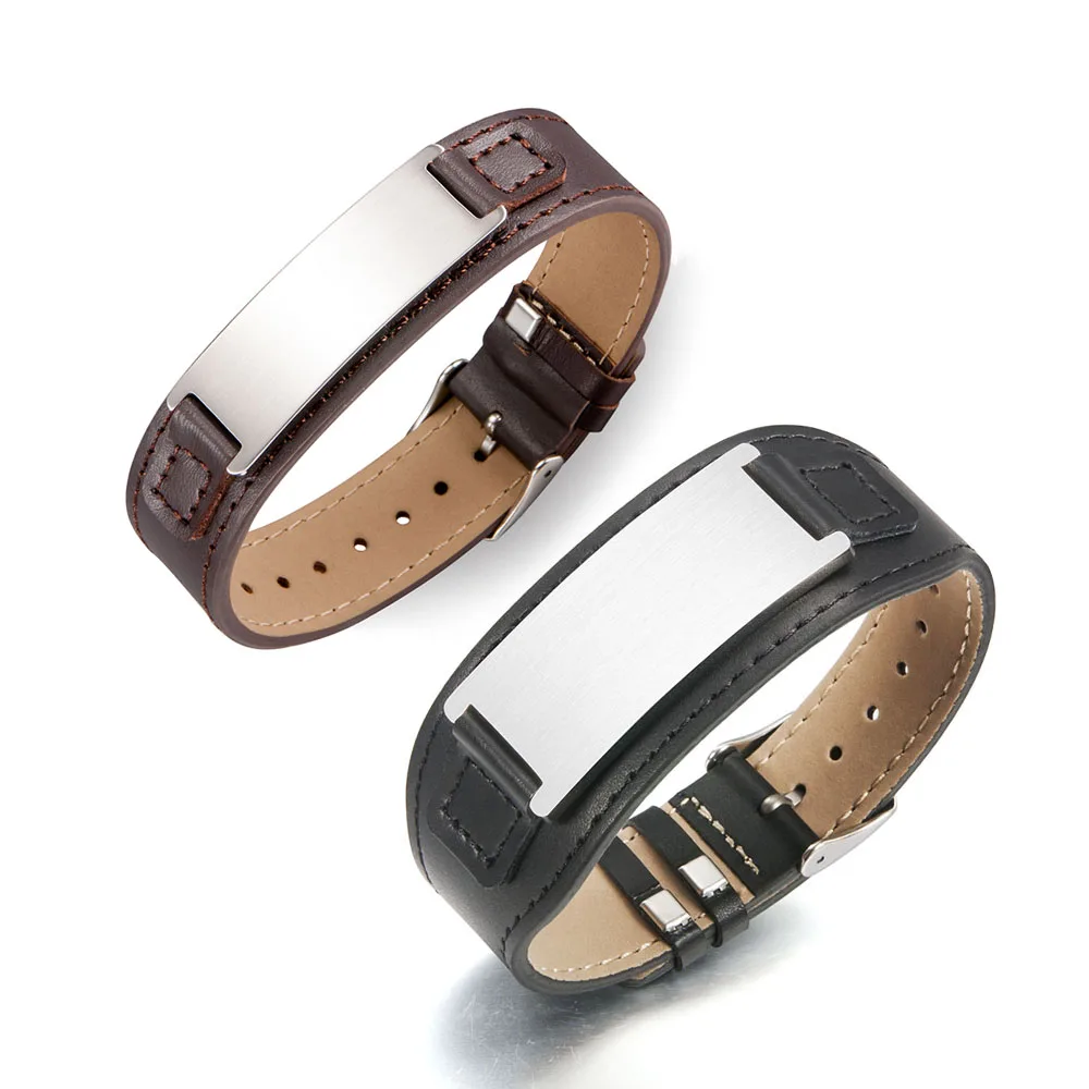 Manufacturer Spot wholesale Stainless Steel Cuff Bracelet Custom Engraved Genuine Leather bracelet Men Women, Brown, black
Manufacturer Spot wholesale Stainless Steel Cuff Bracelet Custom Engraved Genuine Leather bracelet Men Women, Brown, black