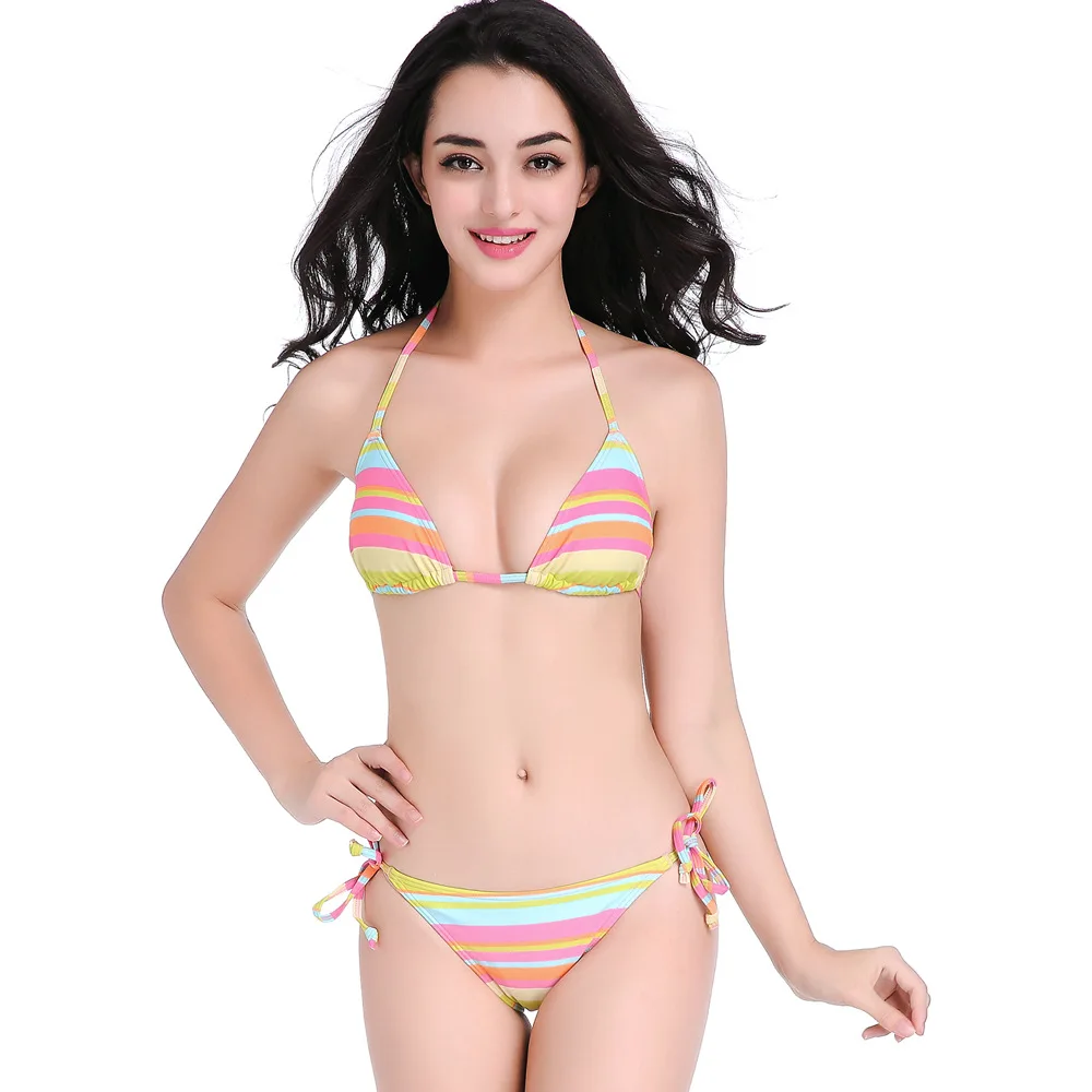 2021 new Rainbow Stripe lace up nylon girls bikini custom women's swimsuit neck sexy beach bikini Suit Swimwear
2021 new Rainbow Stripe lace up nylon girls bikini custom women's swimsuit neck sexy beach bikini Suit Swimwear