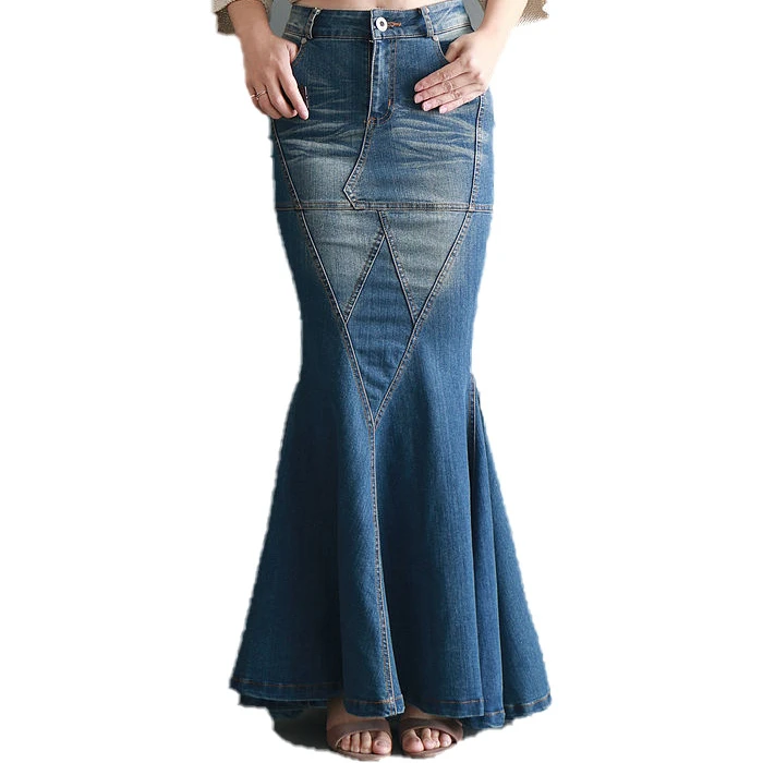 2020 Women Big Fish Tail Denim Long Skirt Floor-Length Patchwork Mermaid Trumpet Empire High Waist Stretch Jeans, Blue
2020 Women Big Fish Tail Denim Long Skirt Floor-Length Patchwork Mermaid Trumpet Empire High Waist Stretch Jeans, Blue