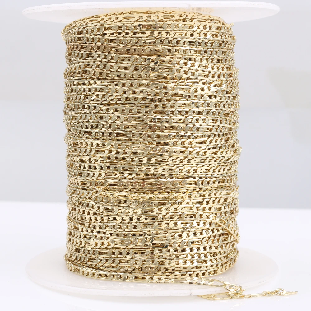 2.3mm NK 3:1Solid Figaro Diamond Cut Chain 3+1 Concave Figaro link Chain gold plated
2.3mm NK 3:1Solid Figaro Diamond Cut Chain 3+1 Concave Figaro link Chain gold plated