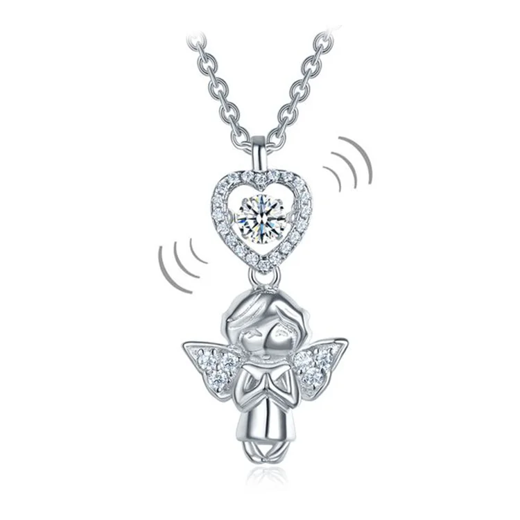 Charm Jewelry Angel Necklace Silver Heart Shaped Crystal Necklace Fairy Cute Pendant Girl
Charm Jewelry Angel Necklace Silver Heart Shaped Crystal Necklace Fairy Cute Pendant Girl