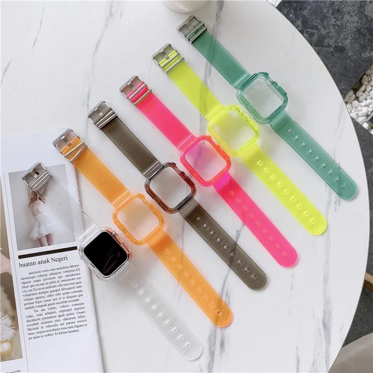Protective Case Watch Strap Transparent Silicone Integrated Sports Bands for Apple Iwatch 6/5/4/3/2/1SE, 6 colors
Protective Case Watch Strap Transparent Silicone Integrated Sports Bands for Apple Iwatch 6/5/4/3/2/1SE, 6 colors