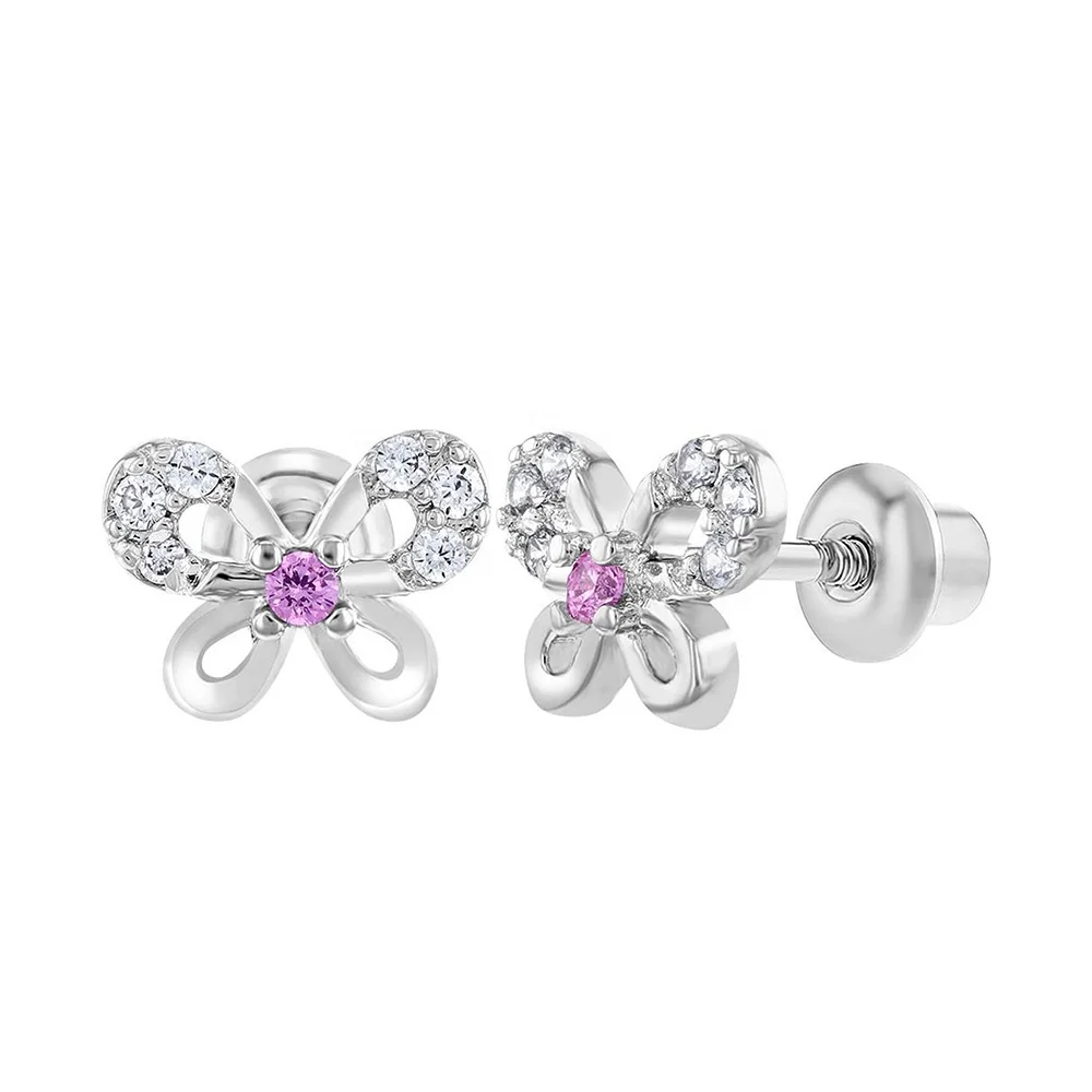 Alloy Rhodium Plated Clear Pink and White CZ Butterfly Screw Back Baby Earrings Toddler Kids For Girls Kids Gifts, Yellow/white/rose
Alloy Rhodium Plated Clear Pink and White CZ Butterfly Screw Back Baby Earrings Toddler Kids For Girls Kids Gifts, Yellow/white/rose