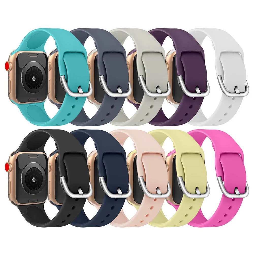 High-end Luxury Soft Silicone Watch Band Strap For Apple Watch Fashion Buckle Pure Solid Color Replacement Wristbands Belt Watch, Multi-color optional or customized
High-end Luxury Soft Silicone Watch Band Strap For Apple Watch Fashion Buckle Pure Solid Color Replacement Wristbands Belt Watch, Multi-color optional or customized