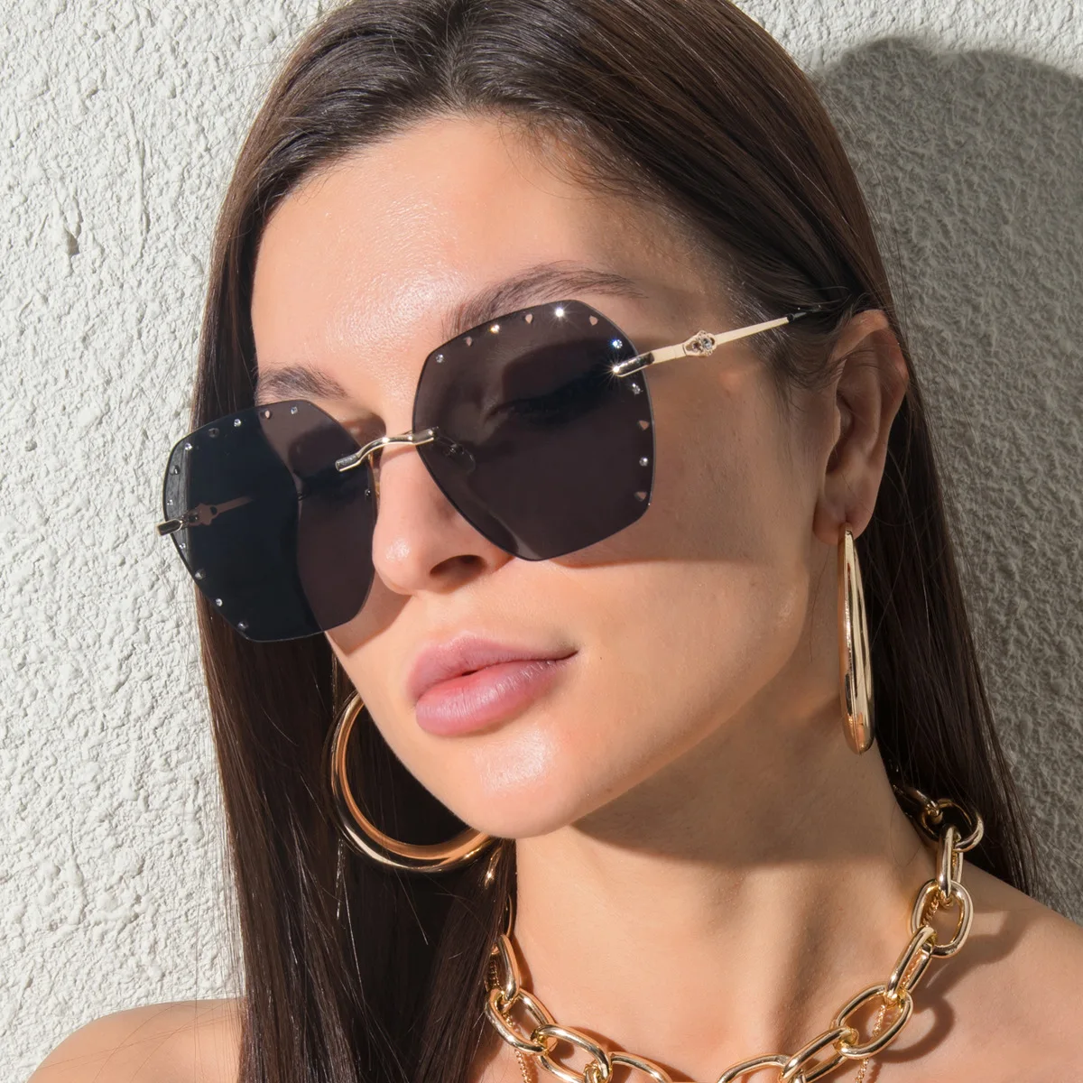 UNOC New Unique Hollow Point Diamond Polygon Women's Sun Glasses Rimless Metal Glasses For Men And Women Luxury Sunglasses, 5 colors
UNOC New Unique Hollow Point Diamond Polygon Women's Sun Glasses Rimless Metal Glasses For Men And Women Luxury Sunglasses, 5 colors