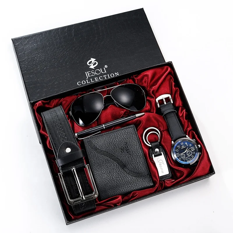 Wholesale exquisite quality birthday gift business gift sunglasses keychain pen wallet belt quartz custom men watch set, 2 colors
Wholesale exquisite quality birthday gift business gift sunglasses keychain pen wallet belt quartz custom men watch set, 2 colors