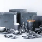 New 2019 Trending Product Grey Dinner Set, Porcelain Dish Set Western Style, Plates Sets Dinnerware Restaurant@