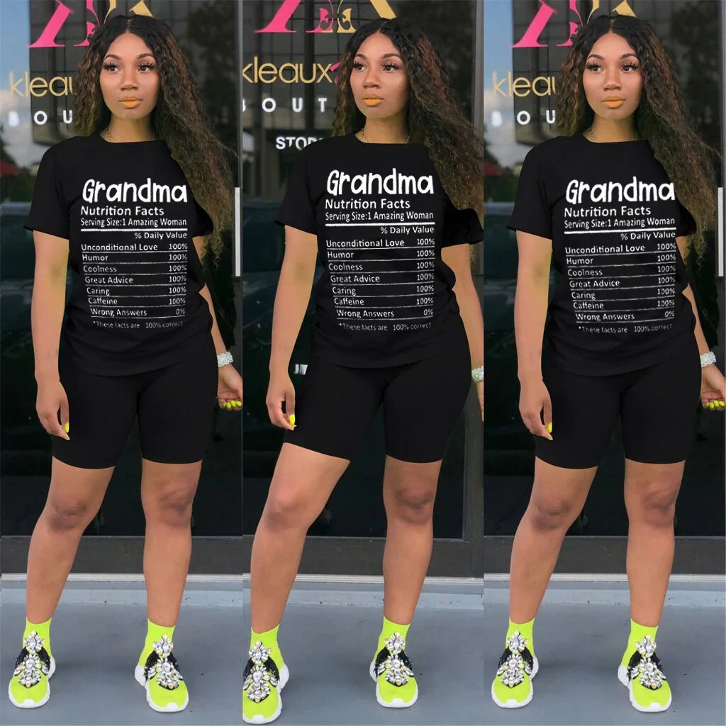 New arrivals 2021 funny t shirt and biker shorts set women casual outfits, Color as picture
New arrivals 2021 funny t shirt and biker shorts set women casual outfits, Color as picture