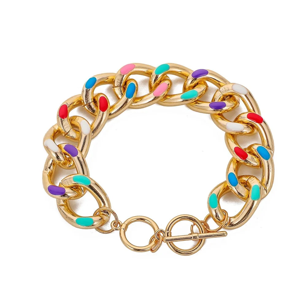 Hot Sale Wholesales Aluminum Colorful Chain Pulseira For Women Creative Retro Jewelry Simple OT Dripping Oil Bracelet
Hot Sale Wholesales Aluminum Colorful Chain Pulseira For Women Creative Retro Jewelry Simple OT Dripping Oil Bracelet