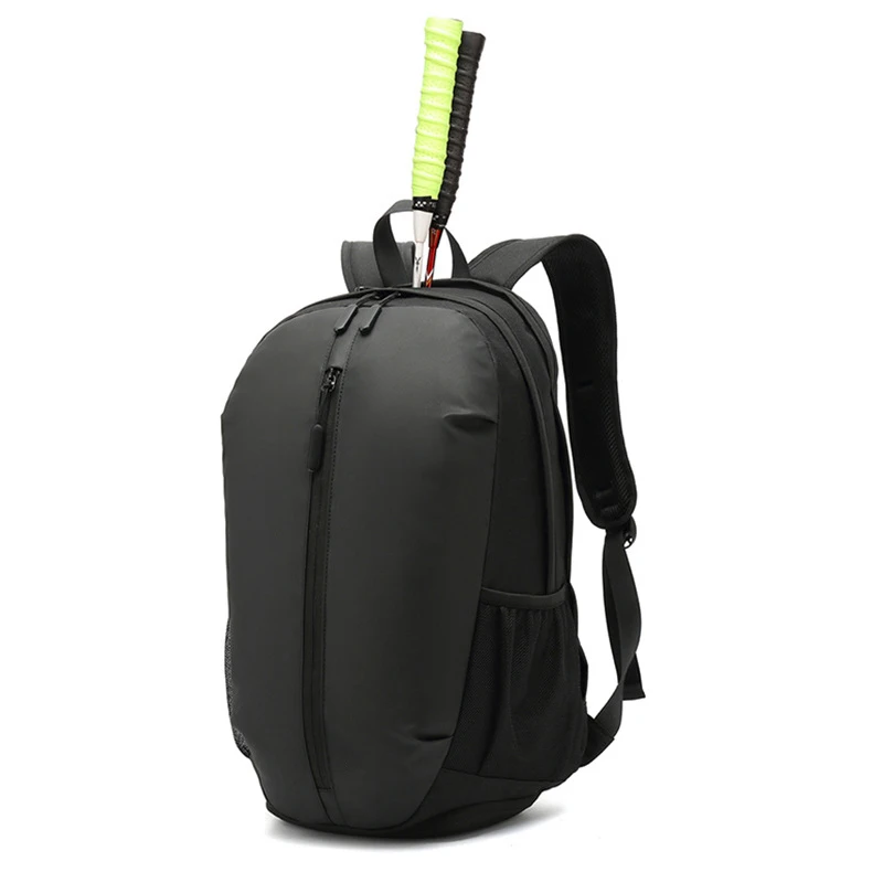 

Water resistant polyester travel backpack for badminton rackets, tennis rackets with a shoe pocket inside tennis bag badminton