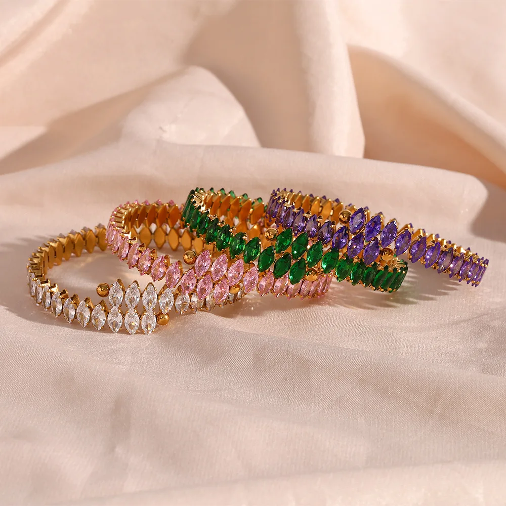 Fashion Jewelry Personality Style Stainless Steel Gold Plated 4 Colors Zircon Women Jewelry Bracelets
Fashion Jewelry Personality Style Stainless Steel Gold Plated 4 Colors Zircon Women Jewelry Bracelets