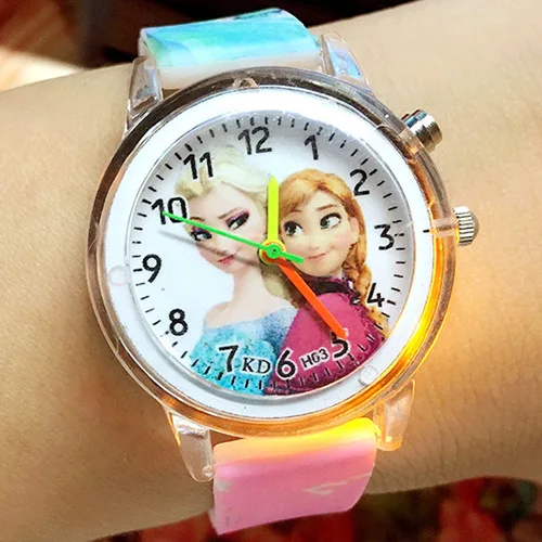 Dondurulmuş quartz saat hediye çocuklar kızlar için sevimli izle Elsa ve Anna