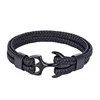 Free Shipping Custom Logo Man Nautical Jewelry Fashionable Stainless Steel Men's Leather Anchor Bracelet