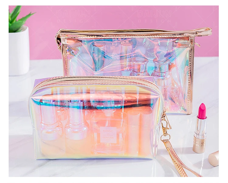 low MOQ transparent holographic laser color makeup bags cosmetic bags bracelet luxury handbags for women with personal logo
low MOQ transparent holographic laser color makeup bags cosmetic bags bracelet luxury handbags for women with personal logo