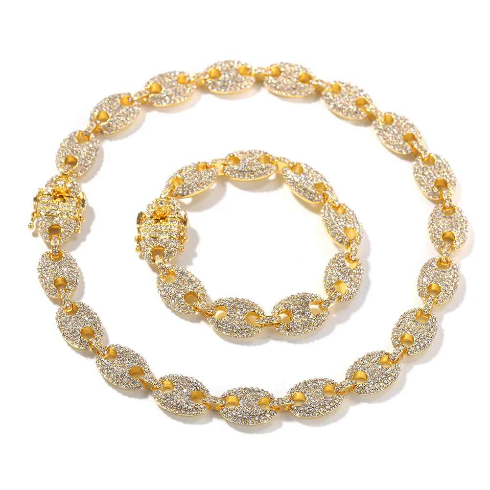 Hip-hop jewelry full rhinestone pig nose alloy necklace bracelet set personality necklace wholesale
Hip-hop jewelry full rhinestone pig nose alloy necklace bracelet set personality necklace wholesale