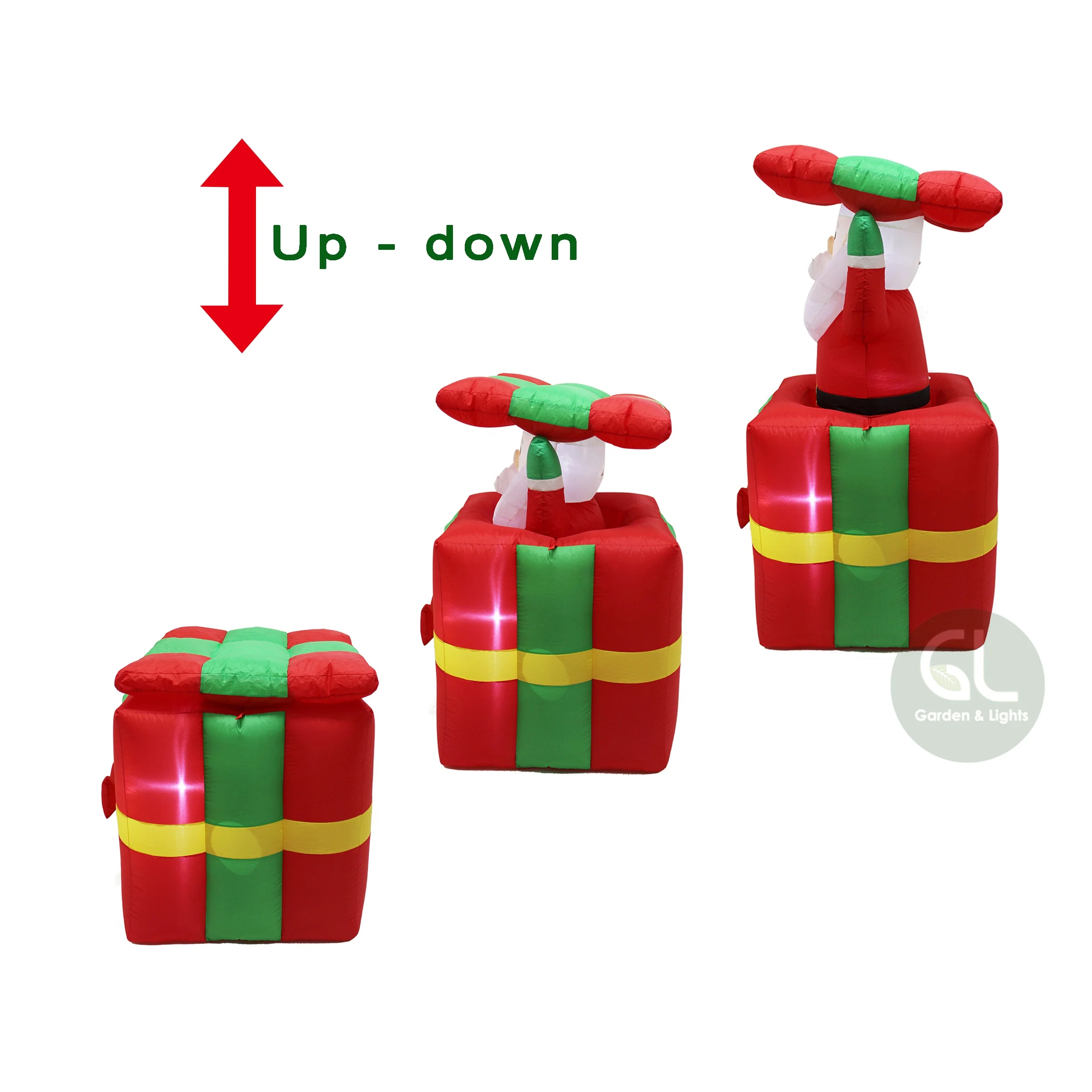 5ft pop up inflatable santa in giftbox, christmas