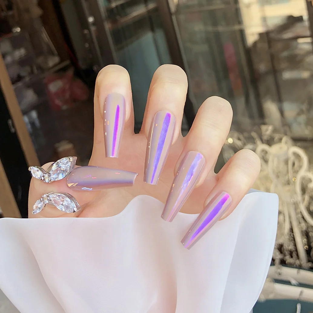 Luxury Fake Nails Designer Extra Long mirror coffin Pre-designed press on false nail adhesive
Luxury Fake Nails Designer Extra Long mirror coffin Pre-designed press on false nail adhesive