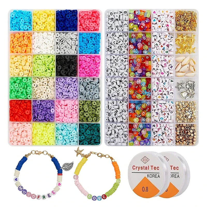 Hot Selling 6000 Pcs Clay Beads Kit For Jewelry Making Bracelets Necklace Earring Kit With Letter Beads Pendants
Hot Selling 6000 Pcs Clay Beads Kit For Jewelry Making Bracelets Necklace Earring Kit With Letter Beads Pendants