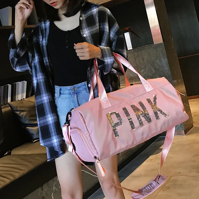 Fitness Training Bag Dry Wet Separation Shoes Bags Sequins PINK Letter Outdoor Sports Gym Bag Package Yoga Handbag, Customizable
Fitness Training Bag Dry Wet Separation Shoes Bags Sequins PINK Letter Outdoor Sports Gym Bag Package Yoga Handbag, Customizable