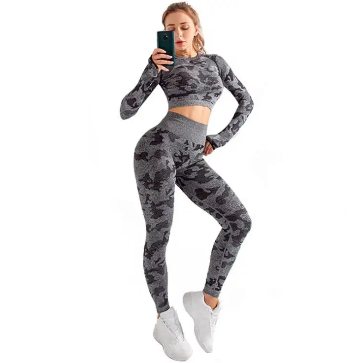 Women Gym Fitness Sportswear Camo Long Sleeve Crop Top 2 Pieces Yoga Set, Black,purple,green
Women Gym Fitness Sportswear Camo Long Sleeve Crop Top 2 Pieces Yoga Set, Black,purple,green
