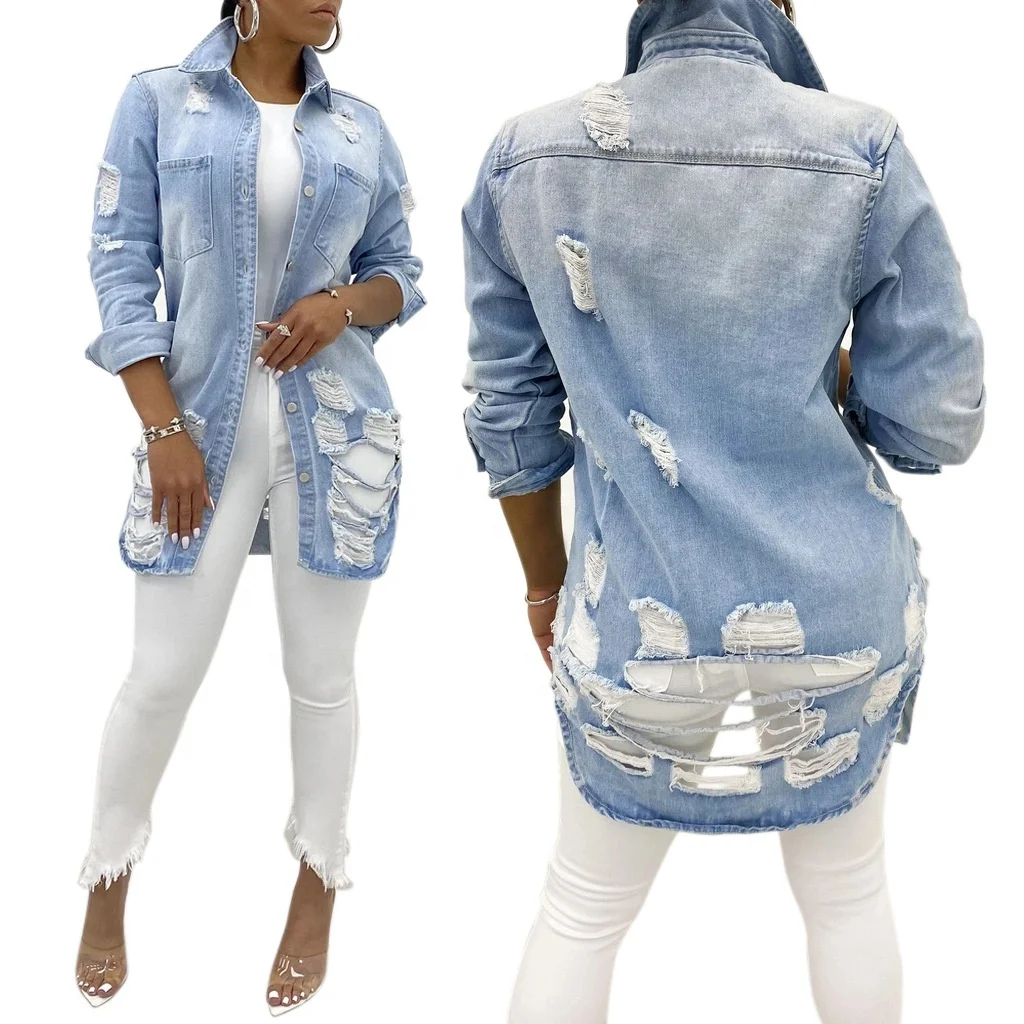 Fashion European and American sexy women's clothing Fashion mid-length denim jacket
Fashion European and American sexy women's clothing Fashion mid-length denim jacket