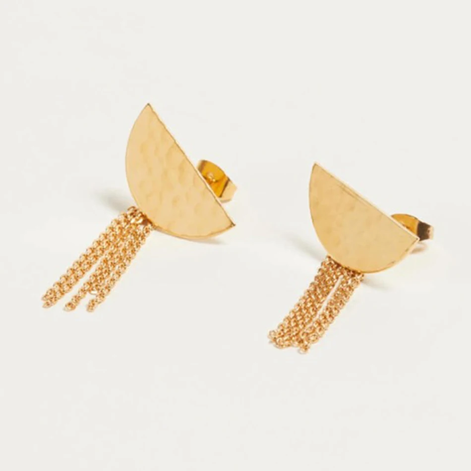 925 Sterling Silver 18k Gold Plated Fan Shape Tassel earrings For Woman Fashion Stud Earrings
925 Sterling Silver 18k Gold Plated Fan Shape Tassel earrings For Woman Fashion Stud Earrings