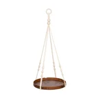 Macrame Rope Indoor Floating Hanger Plant wood macrame wall hanging shelf