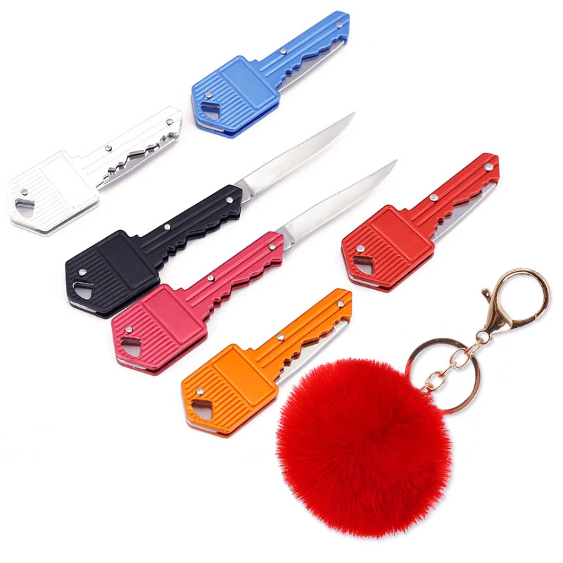 Hot Sale Stainless Steel Colorful Pepper Spray Mini Key Knife Folding Personal Security Products Keychain Self Defense Products